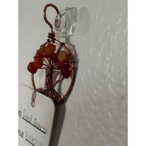 Handmade Copper and Serpentine Crystal Tree of life 3.5x2” Wall Decor - Picture 3 of 5
